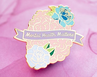 Mental Health Matters Pin - Gold and Pastel