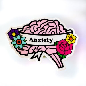 Sticker cerveau - anxiété - vinyle autocollant 4"