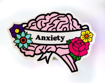 Brain Sticker - Anxiety - Vinyl Sticker 4"