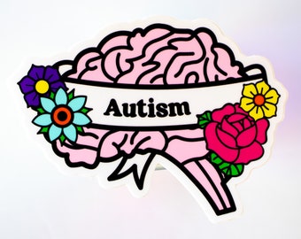 Brain Sticker - Autism - Vinyl Sticker 4"