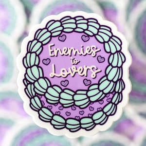 Enemies to Lovers Retro Cake Sticker - Vinyl Sticker - 2.75&quot;