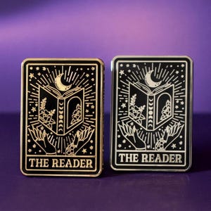 The Reader Pin - Gold and Black - Larger Size