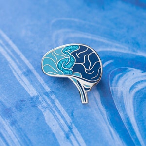 Brain Pin Blue - Left Facing