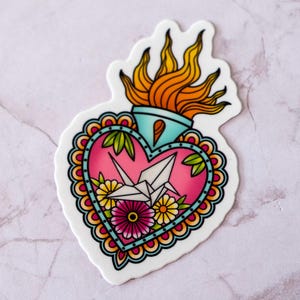 Vlammend hart - vinylsticker - 3&quot;