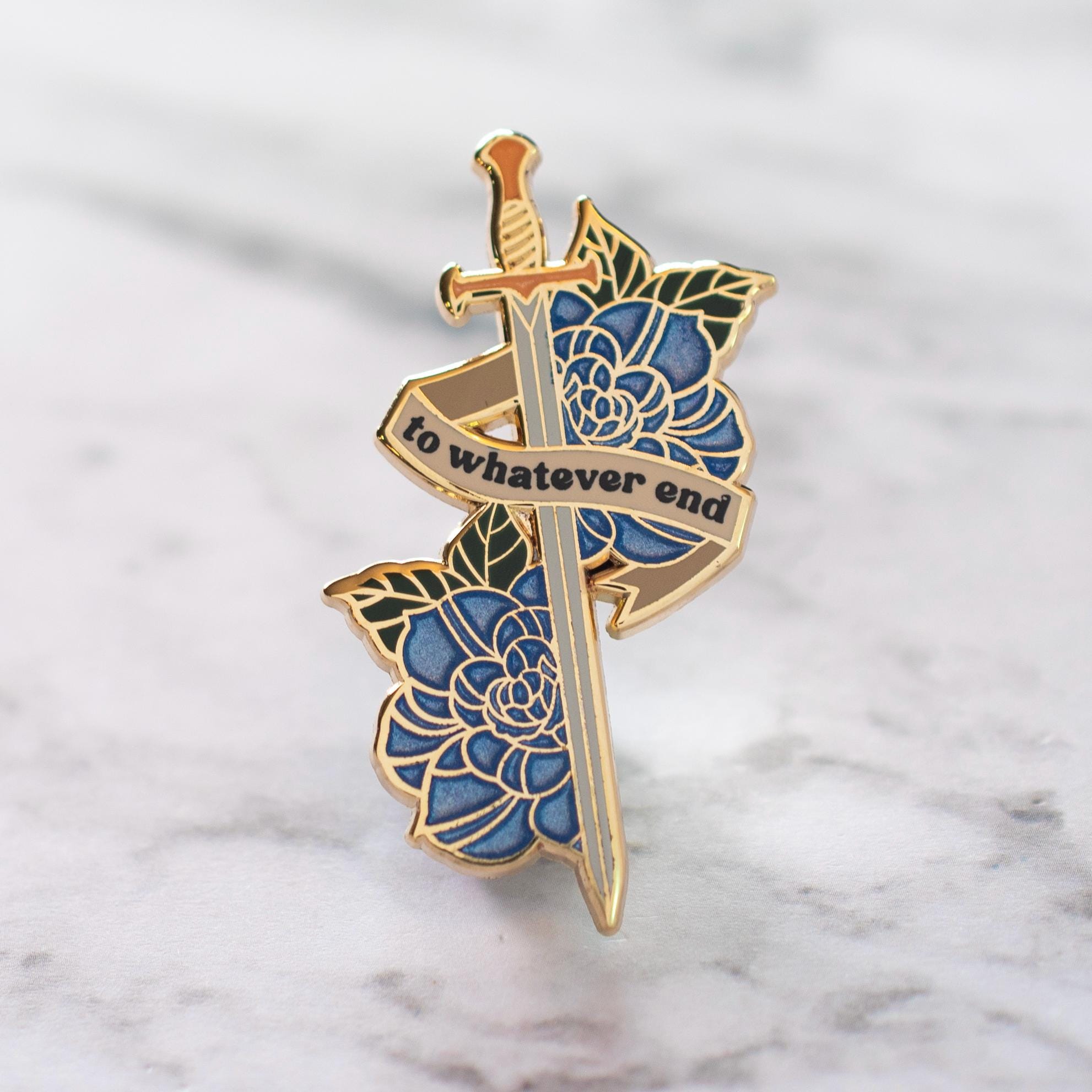 Swords and Roses Pin - Blue