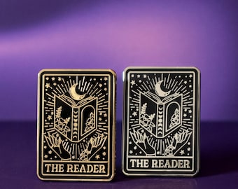 The Reader Pin - Gold and Black - Larger Size