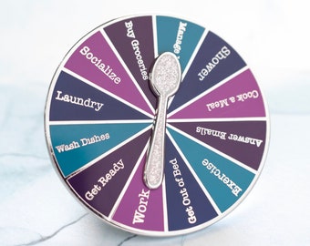 Spending Spoons Pin - Silver Plated - Spinning Pin