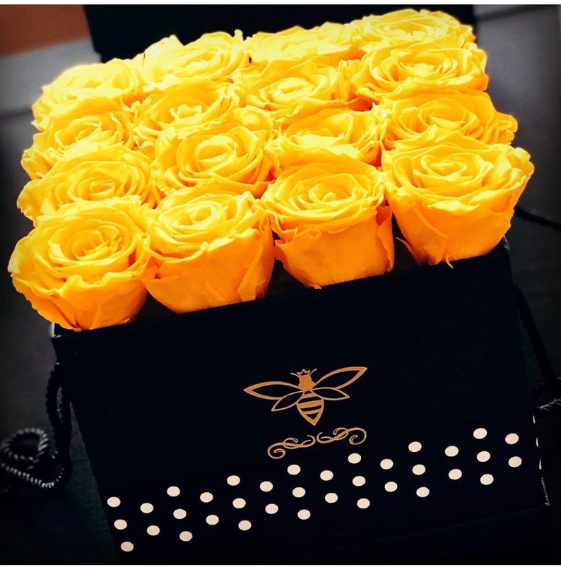 Roses in a Box. Black Textured Box With Real Roses That Etsy