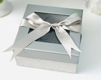 Elegant Metallic Gift Box with Clear Showcase Window - Available in Gold and Silver Metallic  Gifts or Dessert Box to Showcase