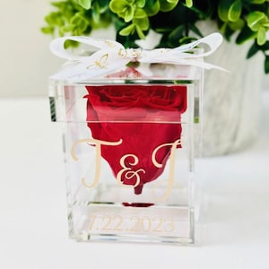 Preserved Single Rose in a Personalized Acrylic Box-Forever Eternity Rose -Valentine’s Day Gift for Her -Bridesmaids Gifts