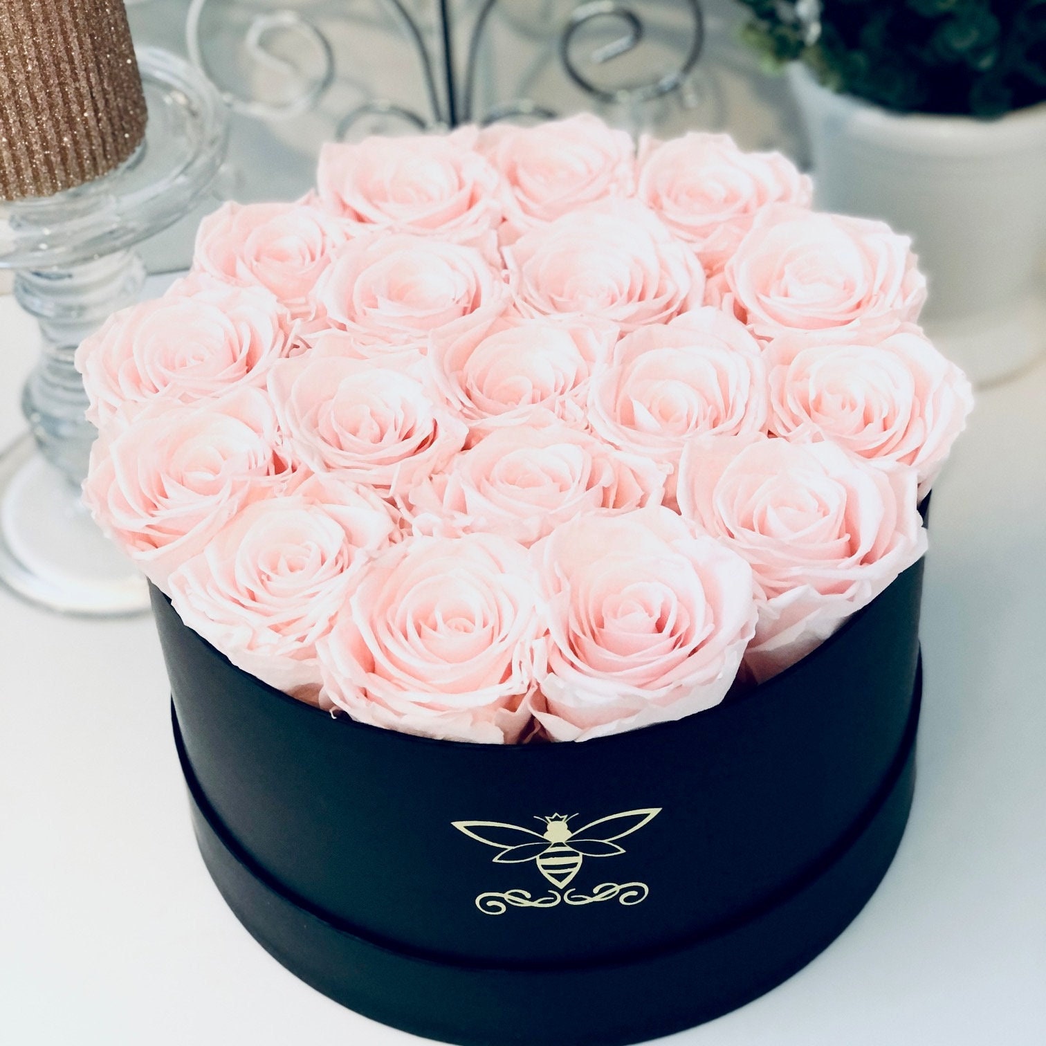Preserved Roses That Last Over One Year, Black Personalized Rose Box,  Anniversary Flower Gifts for Her, Gift for Mom, Mother's Day Gift 