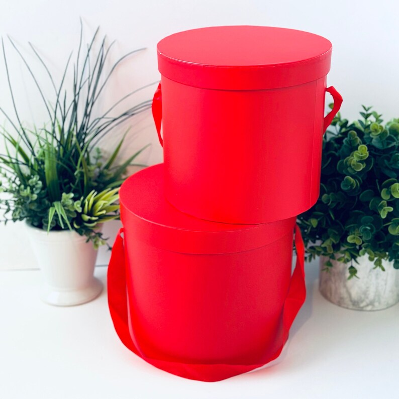 Red Round Nested Boxes: Craft Gift & Flower Display (set of 2) - Etsy