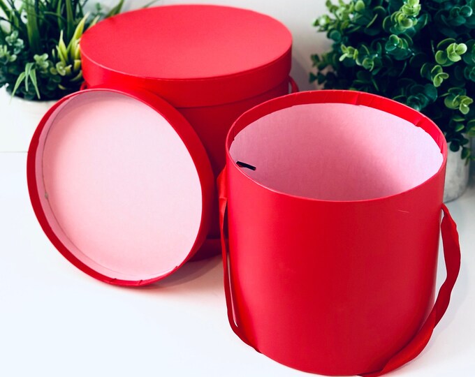 Red Round Nested Boxes: Craft Gift & Flower Display (set of 2) - Etsy