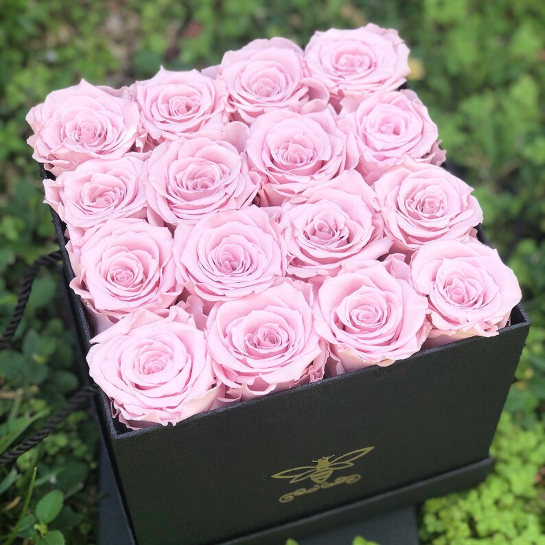 Roses in a Box. Black Textured Box With Real Roses That Etsy