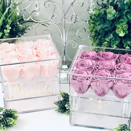Preserved Roses in Acrylic Keepsake Jewelry Box With Real Etsy