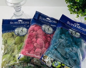 Preserved Moss for Floral Creations, Vibrant Colored Moss for Stunning Floral Designs, Super Moss Craft Supply, Moss bag