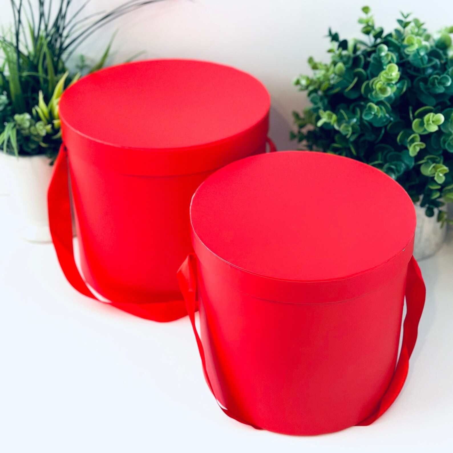 Red Round Nested Boxes: Craft Gift & Flower Display (set of 2) - Etsy