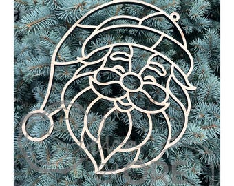 Sjabloon voor een raamdecoratie met kerstmanmotief – Lasergesneden glas-in-lood (SVG, DXF) Kunstontwerp met gebroken glas