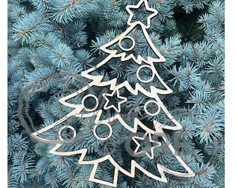 Christmas Tree Suncatcher Frame Template – Laser Cut Stained Glass Art (SVG, DXF)