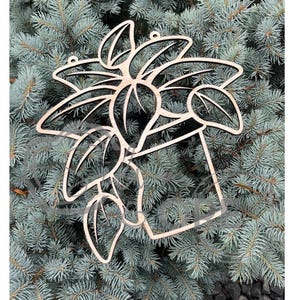 Potted Plant Suncatcher Frame Laser Cut Template – Resin, Crushed Glass Art (SVG, DXF)