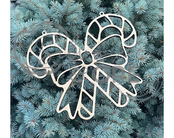 Candy Cane Suncatcher Frame Template – Laser Cut Stained Glass Art (SVG, DXF)