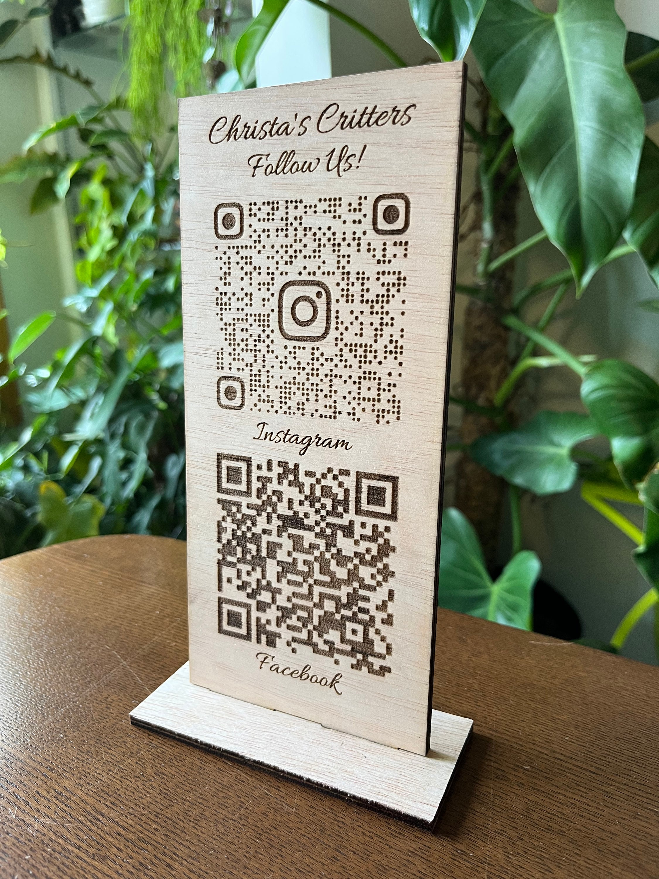 Laser Engraved QR Code Sign for Social Media Etsy