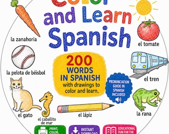 Spanish for Beginners | Printable Coloring Book and Picture Dictionary