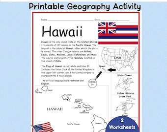 Hawaii Geography Worksheet | U.S. State Study | Printable Geography Activity