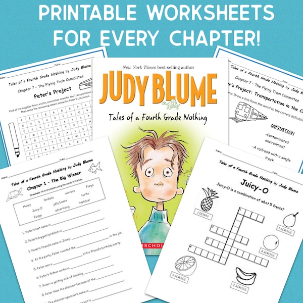 Tales of a Fourth Grade Nothing by Judy Blume - Printable Worksheets for each chapter