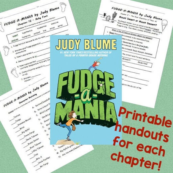 FUDGE-A-MANIA by Judy Blume - Printable Worksheets for each chapter