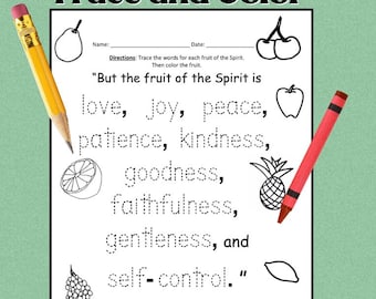 Fruit of the Spirit Tracing and Coloring Page | Galatians 5:22-23