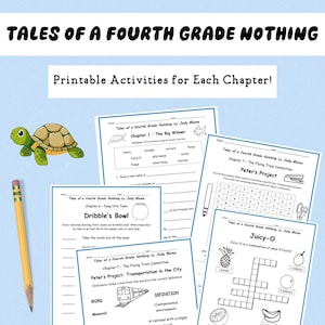 Tales of a Fourth Grade Nothing by Judy Blume Printable Worksheets for each chapter