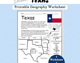 Texas Introductory Geography Printable Worksheet | State Study