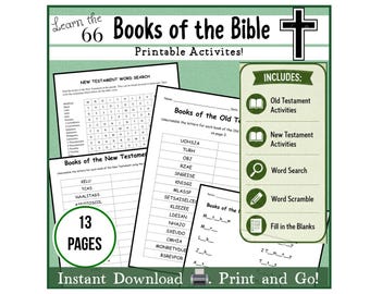 Books of the Bible Printable Activities Bundle | Old and New Testament