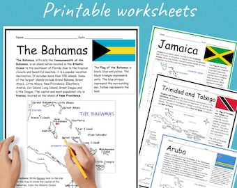 Caribbean Islands Printable Geography Worksheets Bundle
