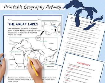 The Lakes of North America Geography Worksheets (Digital Download)