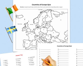 Countries of Europe Printable Quiz Worksheet
