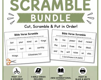 Bible Verse Scramble Bundle | 11 Printable Bible Verses | NIV | Christian Homeschool & Sunday School
