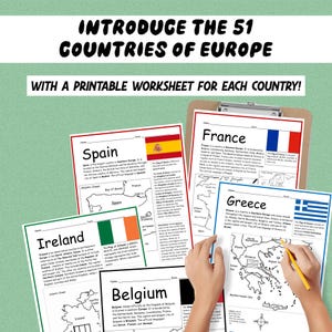Countries of Europe Printable Worksheets Bundle