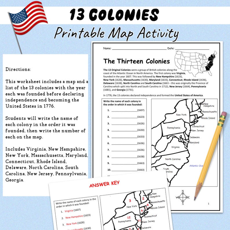 13 Original Colonies Bundle | 44 Printable History Worksheets ...