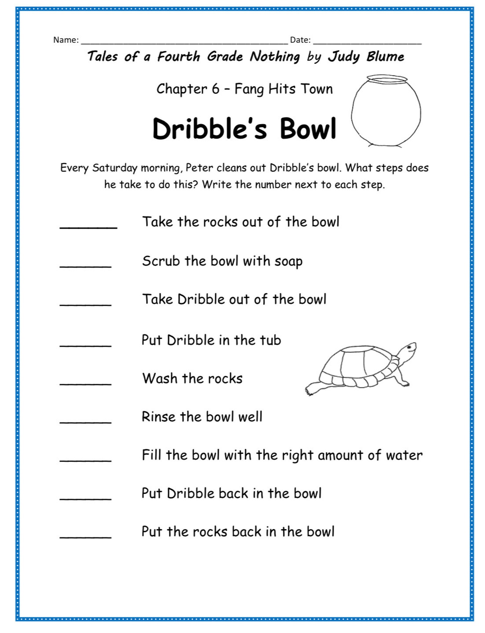Tales of a Fourth Grade Nothing by Judy Blume Printable Worksheets for ...