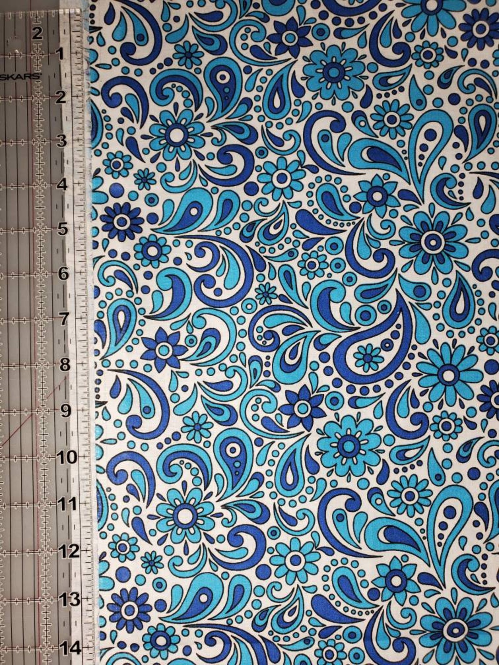Blue and white Paisley Floral Fabric Clearance Etsy