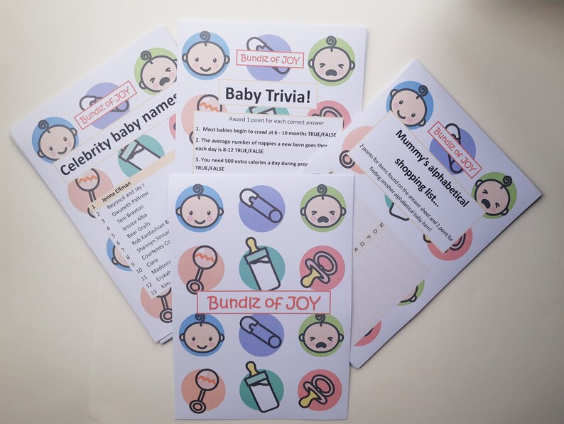 Baby Shower Party Games Bundle With 10 Complete Games Guess The Mess And Much More Pin The Dummy On The Baby Party Favors Games Paper Party Supplies