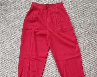 NEW 80s red ladies pants 6, 12 or 14 Casablanca, high rise, mom pants