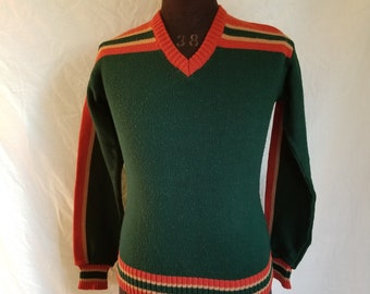 Vintage top, large teen 16/18 sweater green v-neck