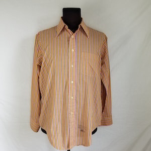 70s Mens Shirt With Butterfly Collar Gold Striped 16 1/2 X 34 - Etsy