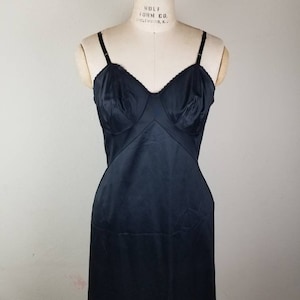 50s nylon slip black Vanity Fair ladies 36
