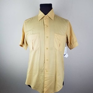 50s mens gold short sleeved shirt 15.5