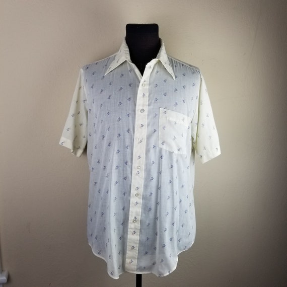 70s mens duck short sleeved shirt, lightweight - image 2