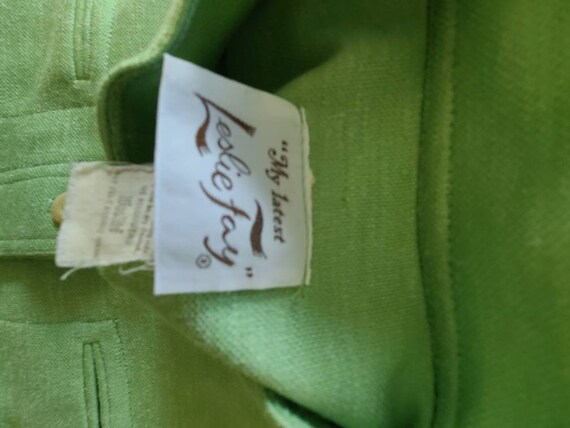 60s 70s Leslie Fay lime green casual suit size 10 - image 8